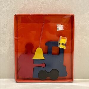Vintage Wood Train Puzzle Ornament